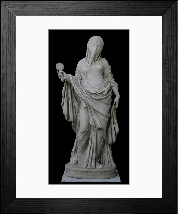 Framed Print : Veiled Allegory (Allegoria Velata), by Angelo Viva, 19th Century, marmo, 155 cm - Italy, Campania, Naples, Saint Martin Museum. Whole artwork view