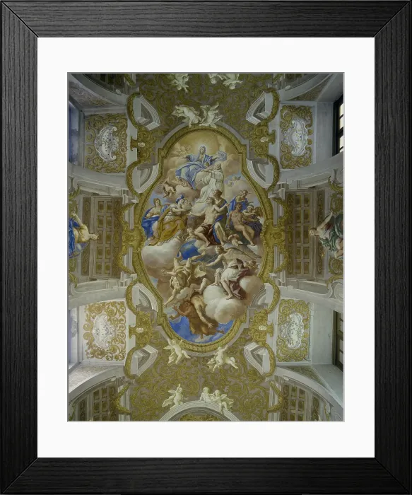 Framed Print : Saint Bruno Interceding with the Virgin Mary for Suffering Mankind, by Paolo De Matteis, 1699, 17th Century, fresco - Italy, Campania, Naples, Saint Martin Museum, Farmacia