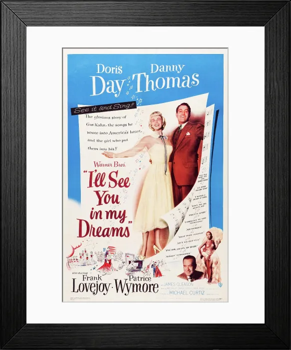 Framed Print : I'LL SEE YOU IN MY DREAMS, US poster art, top from left: Doris Day, Danny Thomas, 1951 Framed Print : I'LL SEE YOU IN MY DREAMS, US poster art, top from left: Doris Day, Danny Thomas, 1951