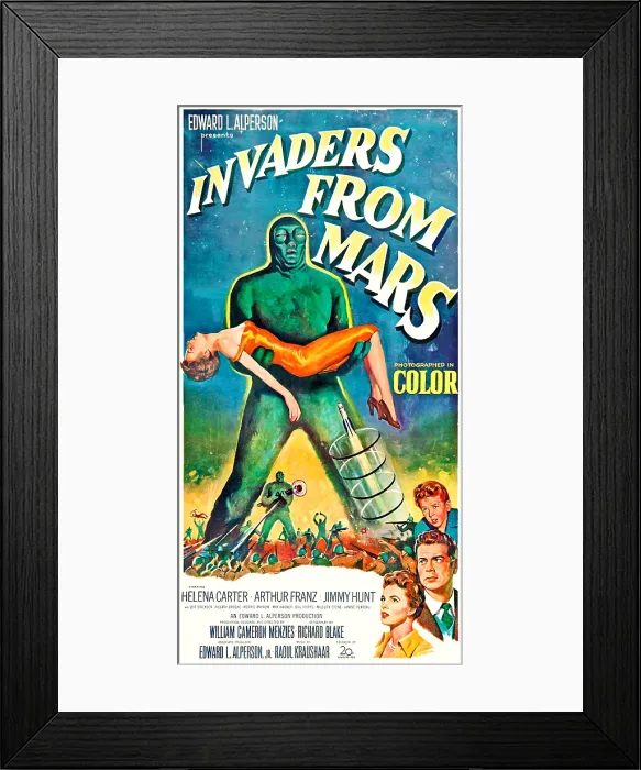 Framed Print : INVADERS FROM MARS, bottom right from top: Jimmy Hunt, Arthur Franz, Helena Carter, 1953, TM and Copyright 20th Century Fox Film Corp