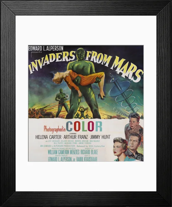 Framed Print : INVADERS FROM MARS, bottom left from top: Jimmy Hunt, Arthur Franz, Helena Carter, 1953, TM and Copyright 20th Century Fox Film Corp