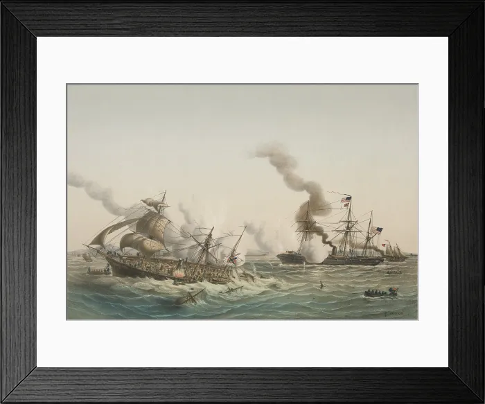 Framed Print : US Civil War. Battle of Cherbourg. Combat between the USS Kearsarge and the CSS Alabama, on June 19, 1864, nine miles off Cherbourg, France Framed Print : US Civil War. Battle of Cherbourg. Combat between the USS Kearsarge and the CSS Alabama, on June 19, 1864, nine miles off Cherbourg, France