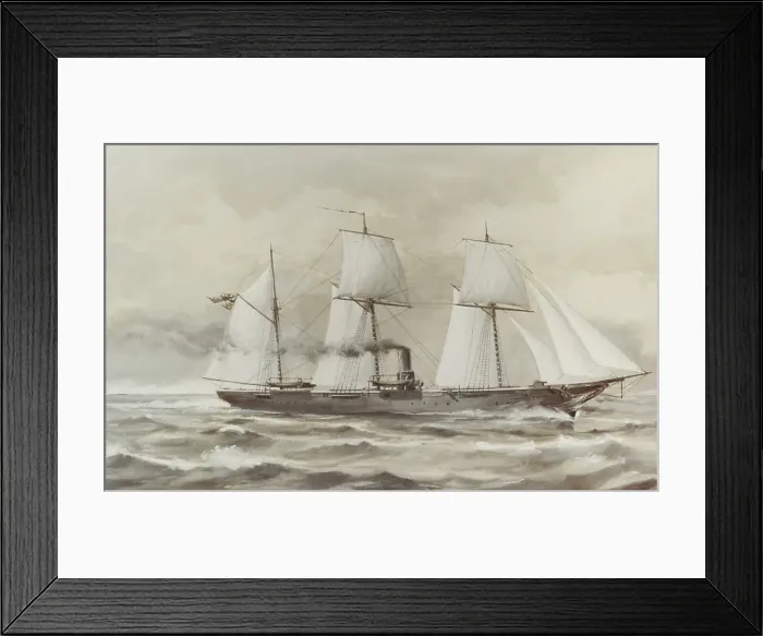 Framed Print : USS KEARSARGE, by Clary Ray, American painting, watercolor, c. 1890s