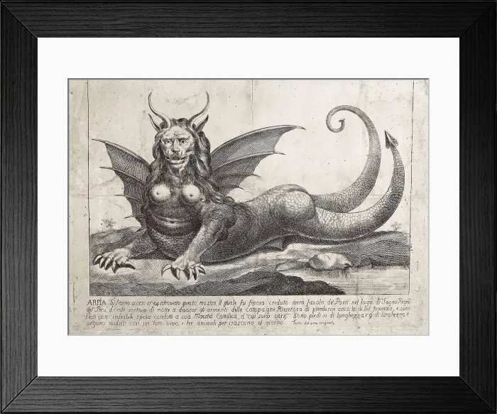 Framed Print : Harpy. Found in Peru in 17th c. according to the text. AISA / Everett Collection**US SALES ONLY** Framed Print : Harpy. Found in Peru in 17th c. according to the text. AISA / Everett Collection**US SALES ONLY**
