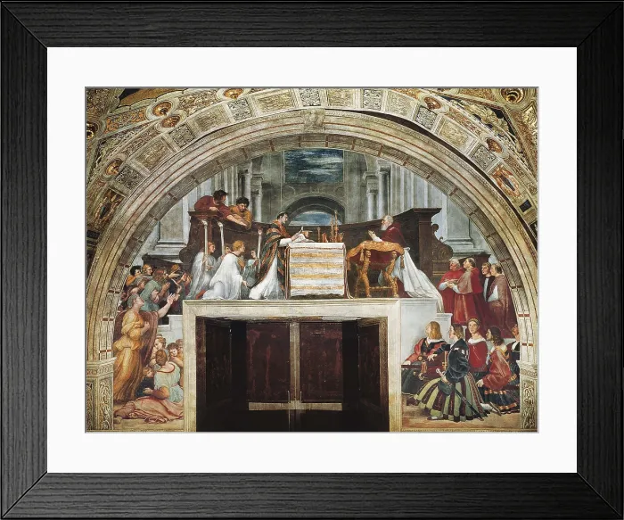 Framed Print : Raphael (1483-1520). The Mass of Bolsena. 1515. VATICAN CITY. Vatican Palaces. Stanza di Eliodoro