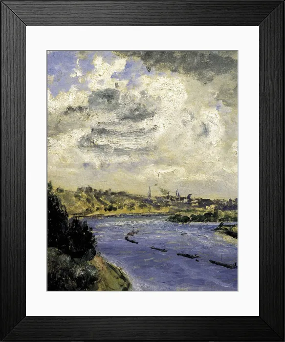 Framed Print : RENOIR, Pierre-Auguste (1841-1919). Barges on the Seine. ca. 1869. Central detail. Impressionism. Oil on canvas. FRANCE. Paris. Muse d'Orsay (Orsay Museum)