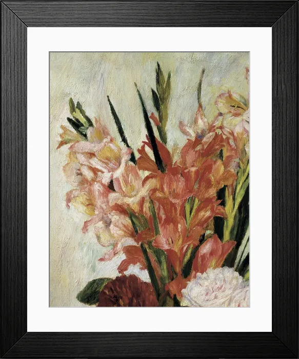Framed Print : RENOIR, Pierre-Auguste (1841-1919). Gladiolus. ca. 1885. Left detail of the flowers. Impressionism. Oil on canvas. FRANCE. Paris. Muse d'Orsay (Orsay Museum)