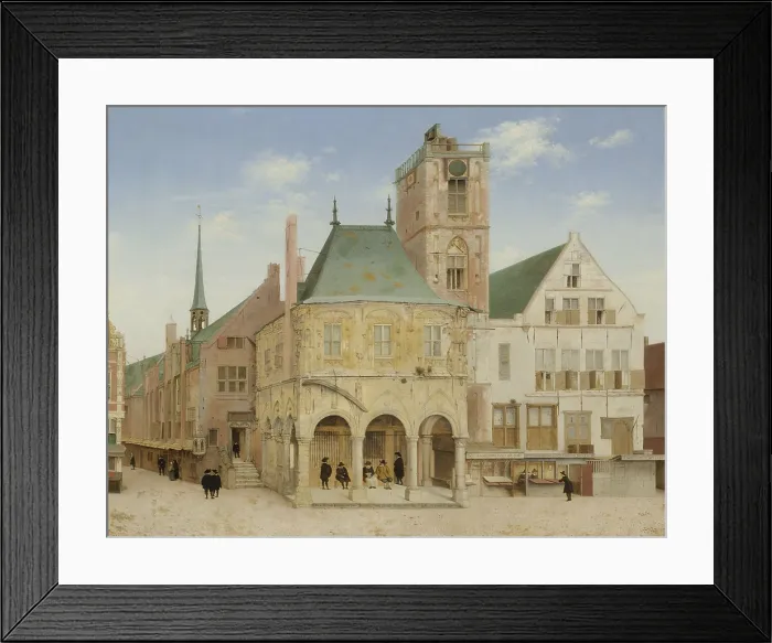 Framed Print : The Old Town Hall of Amsterdam, by Pieter Saenredam, 1657, Dutch painting, oil on panel. Painted from a drawing the artist made in 1642, it shows the dilapidated town hall