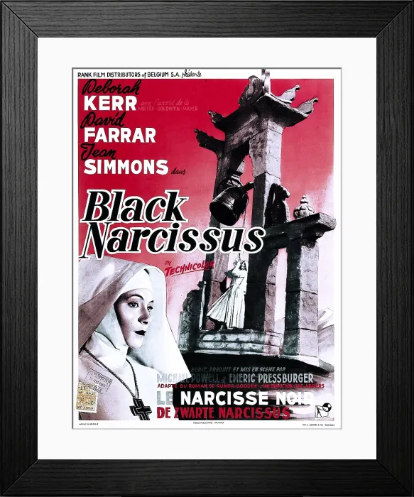 Framed Print : BLACK NARCISSUS, (aka LE NARCISSE NOIR), Belgian poster, Deborah Kerr, 1947