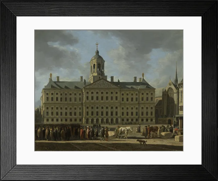 Framed Print : New Town Hall on Dam Square, Amsterdam, by Gerrit Berckheyde, 1672, Dutch painting, oil on canvas