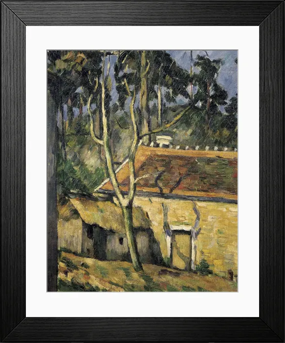 Framed Print : CEZANNE, Paul (1839-1906). Farmyard at Auvers. 1879 - 1880. Detail of the house. Post-Impressionism. Oil on canvas. FRANCE. Paris. Muse d'Orsay (Orsay Museum)