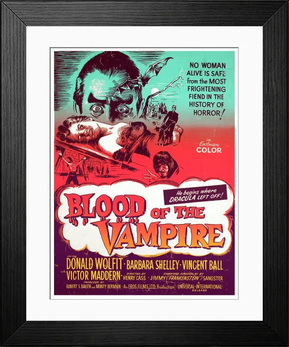 Framed Print : BLOOD OF THE VAMPIRE, Donald Wolfit, Barbara Shelley, Victor Maddern, 1958