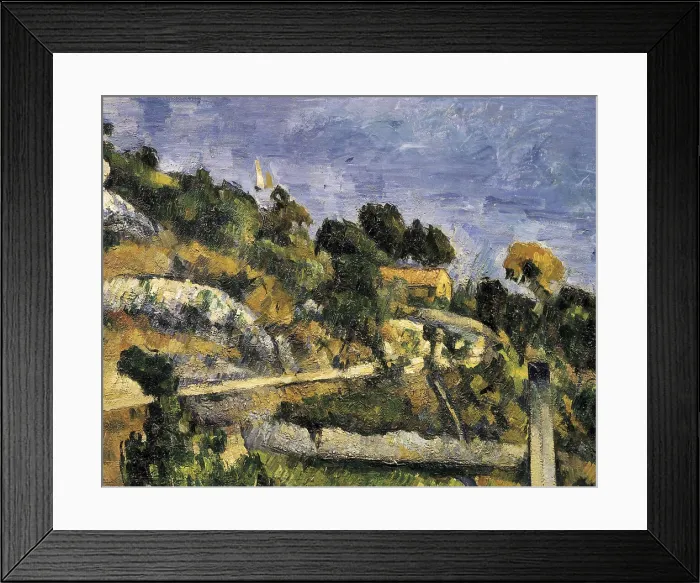 Framed Print : CEZANNE, Paul (1839-1906). L'Estaque. 1878 - 1879. Central detail. View of the Bay of Marseilles. Post-Impressionism. Oil on canvas. FRANCE. Paris