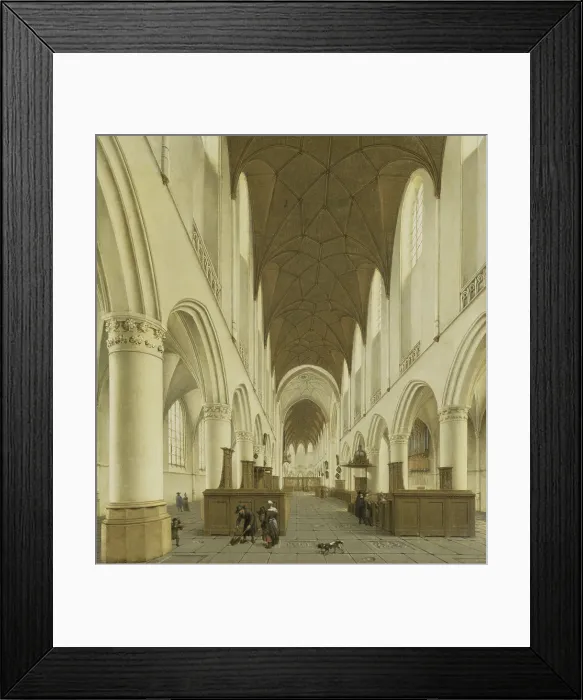 Framed Print : Interior of St. Bavo's Church, in Haarlem, by Isaak van Nickelen, 1660-1703, Dutch oil painting. Church interior with view of nave to the choir