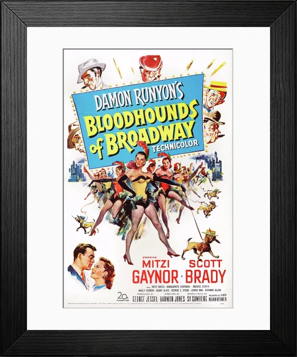 Framed Print : BLOODHOUNDS OF BROADWAY, US poster, bottom from left: Scott Brady, Mitzi Gaynor, 1952, TM & Copyright 20th Century Fox Film corp. / courtesy Everett Collection