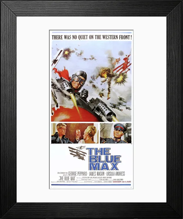 Framed Print : THE BLUE MAX, US poster, top: George Peppard, bottom from left: George Peppard, Ursula Andress, 1966. TM and Copyright 20th Century Fox Film Corp Framed Print : THE BLUE MAX, US poster, top: George Peppard, bottom from left: George Peppard, Ursula Andress, 1966. TM and Copyright 20th Century Fox Film Corp