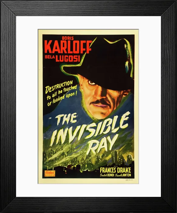 Framed Print : THE INVISIBLE RAY, Boris Karloff on 1948 re-release poster), 1936