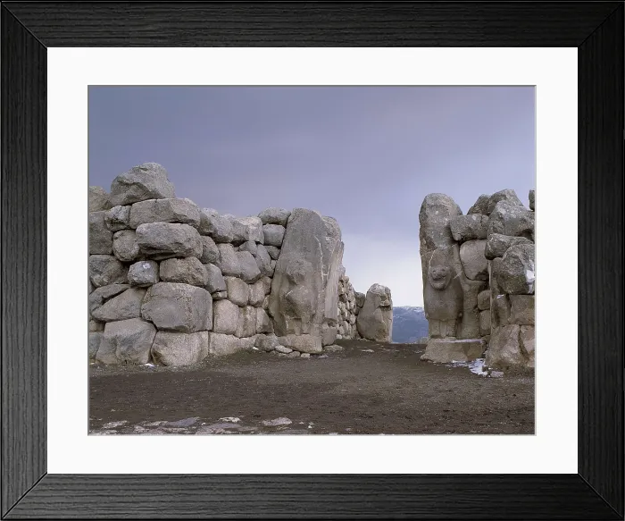 Framed Print : TURKEY. CENTRAL ANATOLIA. CORUM. Bogazkale. Hattusa. Lion gate, one of the five gates of the wall. Hittite art. Imperial Hittite period. AISA / Everett Collection**US SALES ONLY**