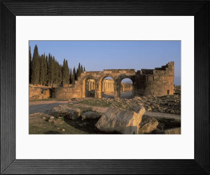 Framed Print : TURKEY. WEST ANATOLIA. DENIZLI. Hierapolis. Monumental gate of the proconsul Julius Frontinus (1st c. AD). Roman art. Early Empire. AISA / Everett Collection**US SALES ONLY**