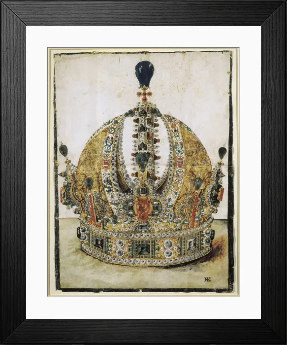 Framed Print : Holy Roman Empire (16th c.). Imperial crown of Rudolf II of Habsburg. CZECH Rep.. Prague. National Library of the Czech Republic. AISA / Everett Collection**US SALES ONLY**