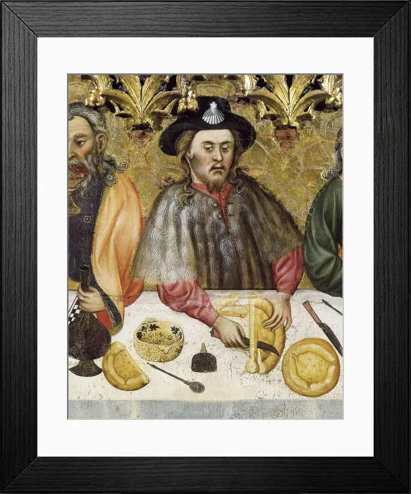 Framed Print : FERRER, Jaume (15th century). The Last Supper. ca. 1370-1400. Catalan School. Left detail. Gothic art. Tempera on wood. SPAIN. Solsona. Diocesan and Regional Museum. Proc: SPAIN
