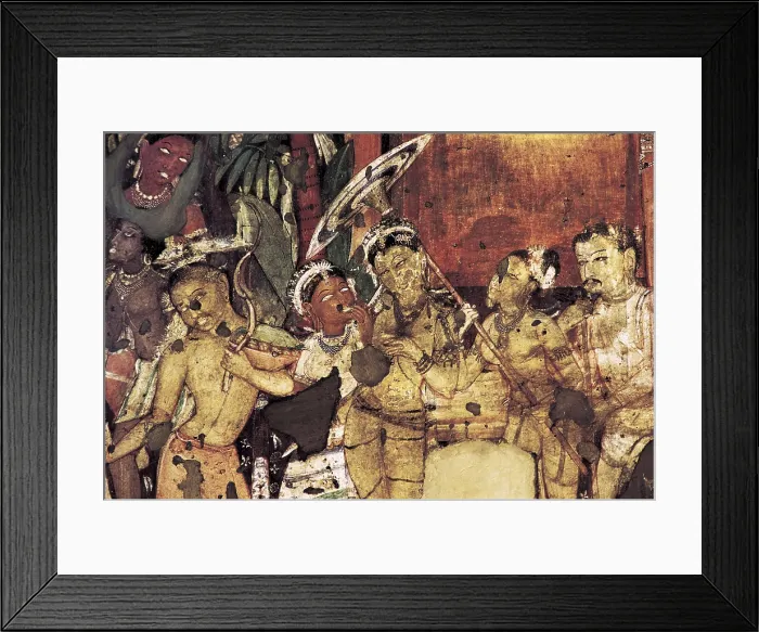 Framed Print : INDIA. Ajanta. Ajanta Caves. Mural painting inside the Cave n. 17 (5th-6th c.). Hindu art. Gupta period. Cave. AISA / Everett Collection**US SALES ONLY**