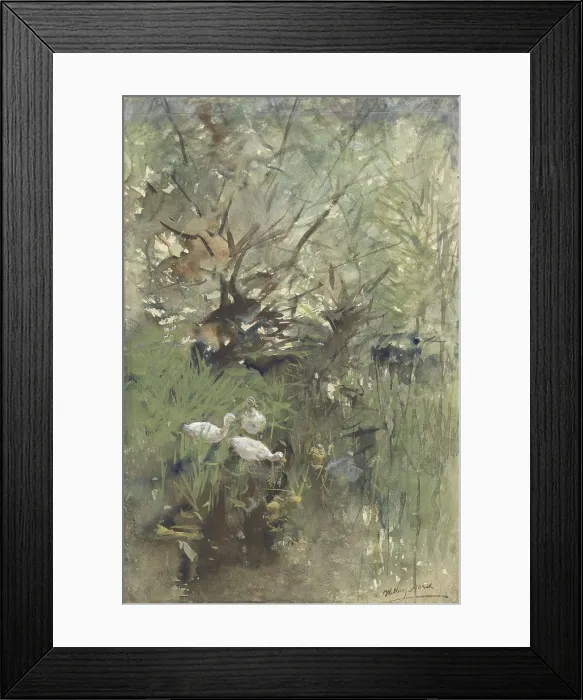 Framed Print : Ducks Among Willows, by Willem Maris, c. 1880-1900, Dutch painting, watercolor on paper (BSLOC_2016_3_282) Framed Print : Ducks Among Willows, by Willem Maris, c. 1880-1900, Dutch painting, watercolor on paper (BSLOC_2016_3_282)