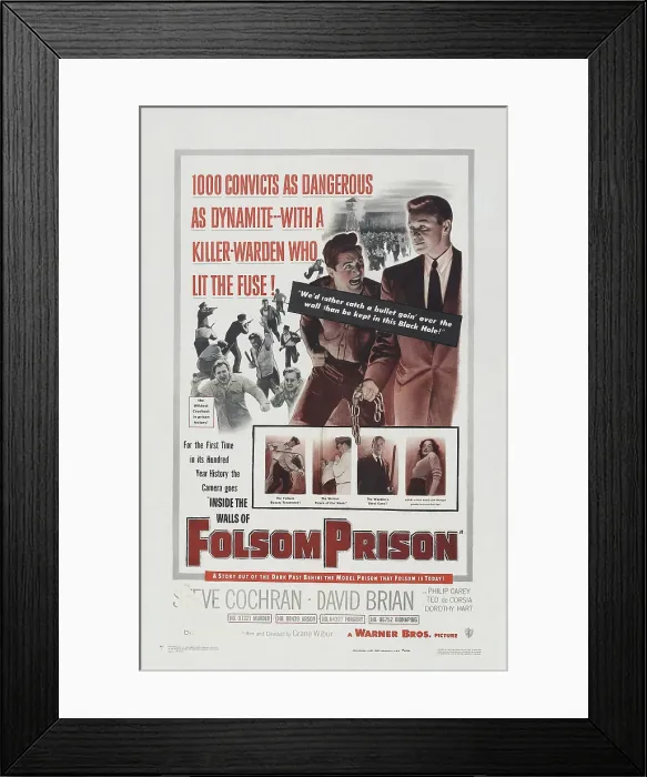 Framed Print : INSIDE THE WALLS OF FOLSOM PRISON, US poster art, top from left: Steve Cochran, David Brian, 1951