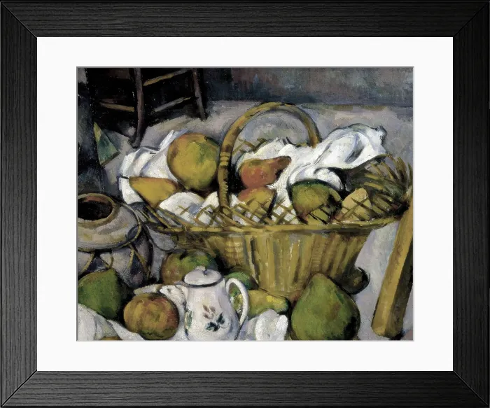 Framed Print : CEZANNE, Paul (1839-1906). Still Life with Basket. 1888 - 1890. Right detal. Basket with fruits. Post-Impressionism. Oil on canvas. FRANCE. Paris. Muse d'Orsay (Orsay Museum) Framed Print : CEZANNE, Paul (1839-1906). Still Life with Basket. 1888 - 1890. Right detal. Basket with fruits. Post-Impressionism. Oil on canvas. FRANCE. Paris. Muse d'Orsay (Orsay Museum)