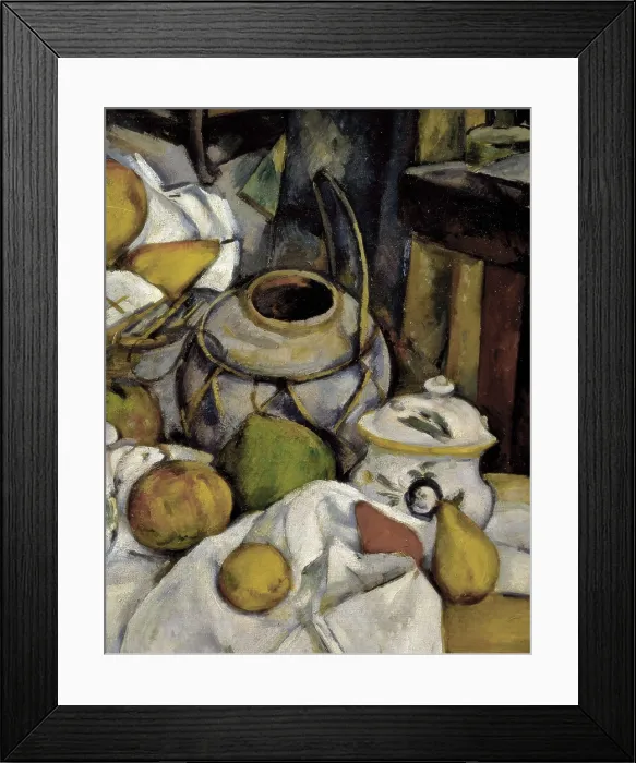 Framed Print : CEZANNE, Paul (1839-1906). Still Life with Basket. 1888 - 1890. Central detail. Post-Impressionism. Oil on canvas. FRANCE. Paris. Muse d'Orsay (Orsay Museum)