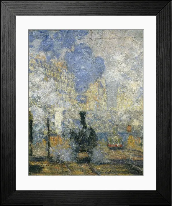 Framed Print : MONET, Claude (1840-1926). The Gare St. 1877. Detail of the train in Paris. Impressionism. Oil on canvas. FRANCE. Paris. Muse d'Orsay (Orsay Museum)