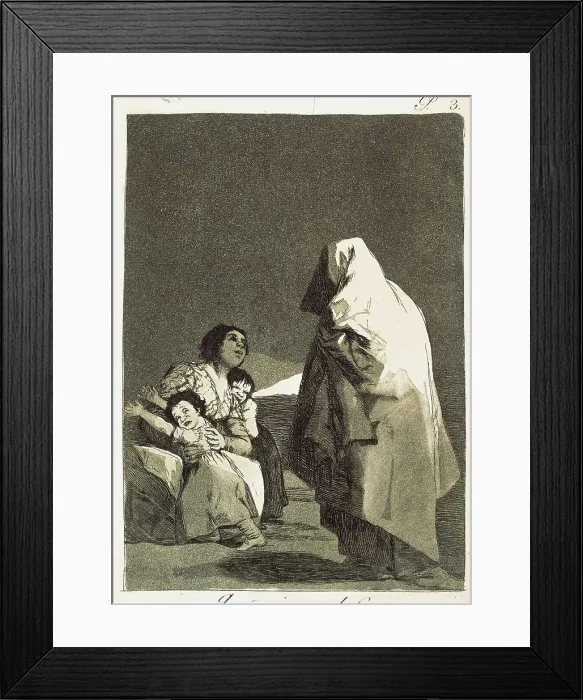 Framed Print : GOYA Y LUCIENTES, Francisco de (1746-1828). Here comes the bogeyman. 1799. Plate 3 of 'Los Caprichos', etching and burnished aquatint. Etching; Engraving. SPAIN. Madrid