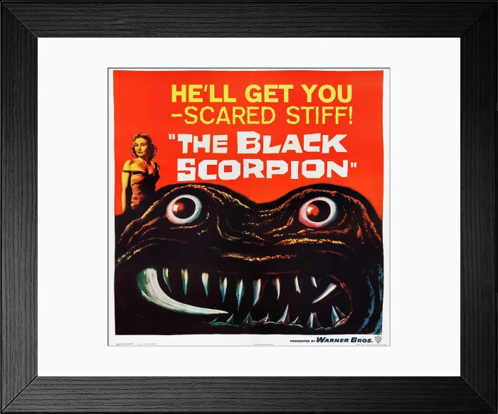 Framed Print : THE BLACK SCORPION, US poster art, left: Mara Corday, 1957