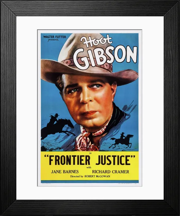 Framed Print : FRONTIER JUSTICE, US poster art, Hoot Gibson, 1936