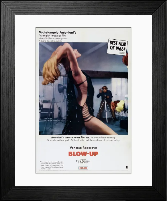 Framed Print : BLOWUP, (aka BLOW UP, aka BLOW-UP), US poster art, Veruschka, David Hemmings, (rear), 1966 Framed Print : BLOWUP, (aka BLOW UP, aka BLOW-UP), US poster art, Veruschka, David Hemmings, (rear), 1966