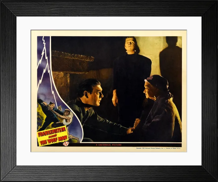 Framed Print : FRANKENSTEIN MEETS THE WOLF MAN, main image from left: Lon Chaney Jr as the Wolf Man, Bela Lugosi as Frankenstein, Maria Ouspenskaya, 1943 Framed Print : FRANKENSTEIN MEETS THE WOLF MAN, main image from left: Lon Chaney Jr as the Wolf Man, Bela Lugosi as Frankenstein, Maria Ouspenskaya, 1943