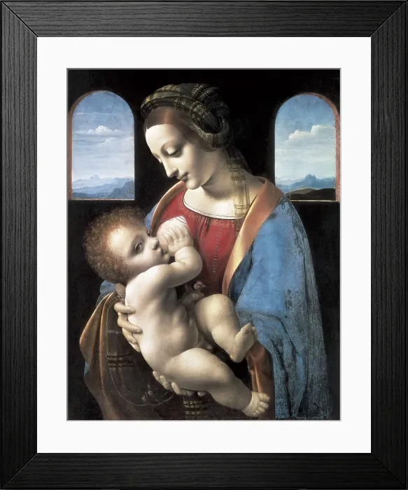 Framed Print : LEONARDO DA VINCI (1452-1519). Madonna Litta. 1490-1491. Renaissance art. Cinquecento. Tempera. RUSSIA. Saint Petersburg. State Hermitage Museum