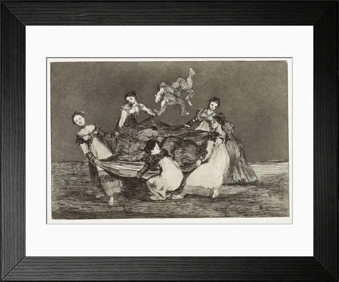 Framed Print : GOYA Y LUCIENTES, Francisco de (1746-1828). Proverbs. Female riddle. 1815-1824. Plate 1 of 'Proverbs'. Engraving. SPAIN. Madrid. Lzaro Galdiano Foundation