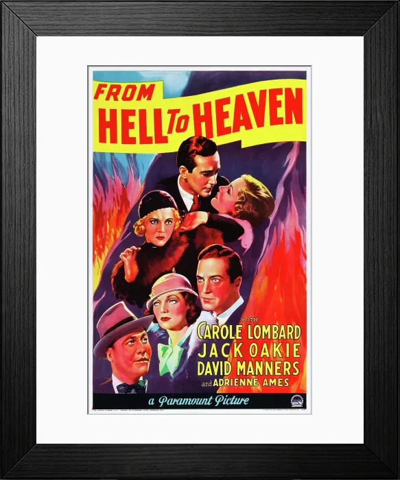 Framed Print : FROM HELL TO HEAVEN, US poster, top from left: David Manners, Adrienne Ames, Verna Hillie (center), bottom from left: Jack Oakie, Carole Lombard, David Manners, 1933 Framed Print : FROM HELL TO HEAVEN, US poster, top from left: David Manners, Adrienne Ames, Verna Hillie (center), bottom from left: Jack Oakie, Carole Lombard, David Manners, 1933