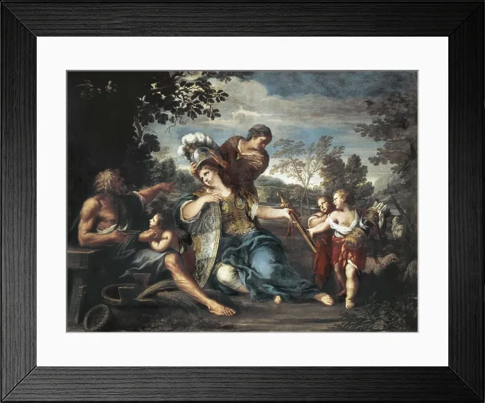 Framed Print : PIETRO DA CORTONA, Pietro Berrettini, called (1596-1669). Erminia among the Shepherds. Baroque art. Oil on canvas. ITALY. Rome. Doria Pamphili Gallery