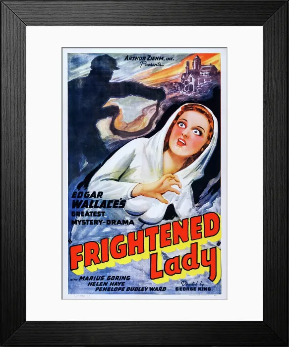 Framed Print : THE FRIGHTENED LADY, (aka THE CASE OF THE FRIGHTENED LADY), US poster, Penelope Dudley-Ward, 1940 Framed Print : THE FRIGHTENED LADY, (aka THE CASE OF THE FRIGHTENED LADY), US poster, Penelope Dudley-Ward, 1940