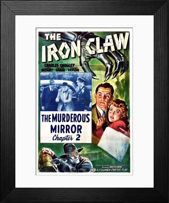 Framed Print : THE IRON CLAW, Charles Quigley, Joyce Bryant, in Chapter 2: The Murderous Mirror on poster art, 1941