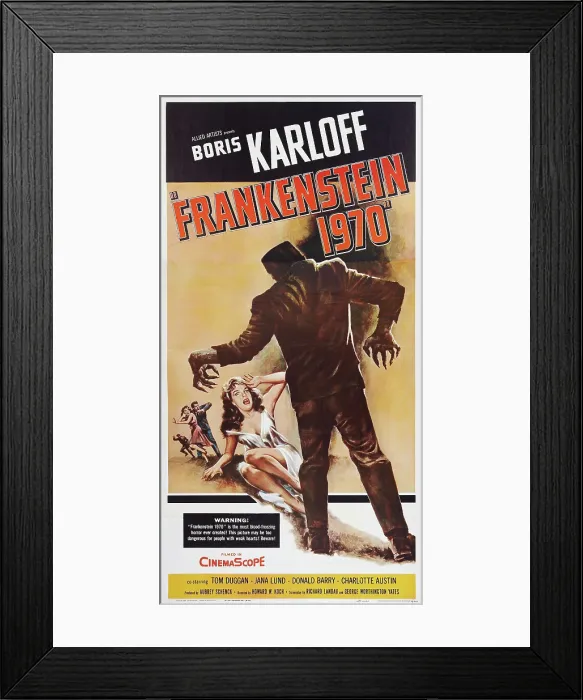 Framed Print : FRANKENSTEIN 1970, US poster art, 1958