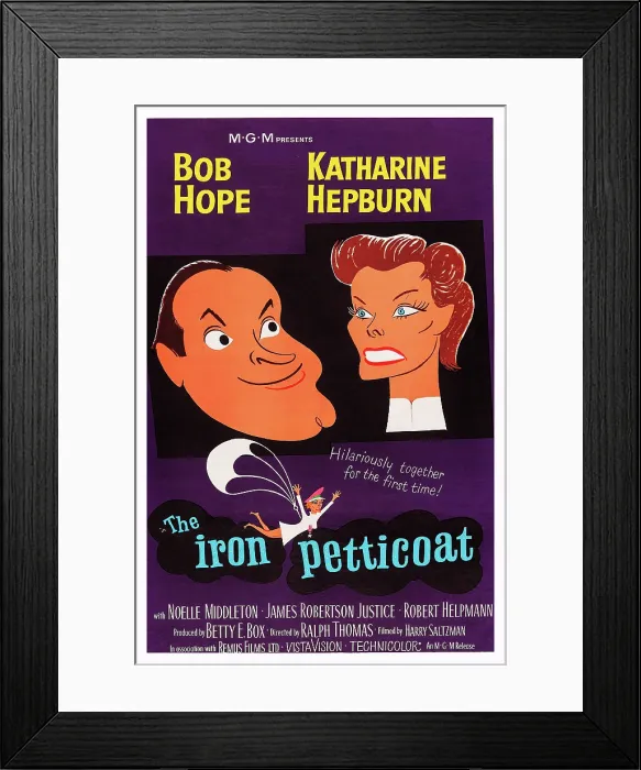 Framed Print : THE IRON PETTICOAT, US poster art, from left: Bob Hope, Katharine Hepburn, 1956