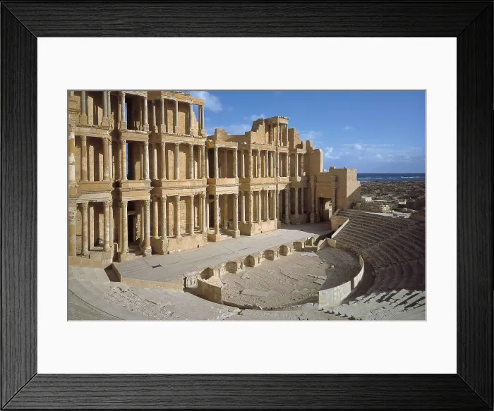 Framed Print : LIBYA. SIRTE BASIN. Sabratha. Roman theatre. Roman theatre (2th c.). Roman art. Early Empire. AISA / Everett Collection**US SALES ONLY**