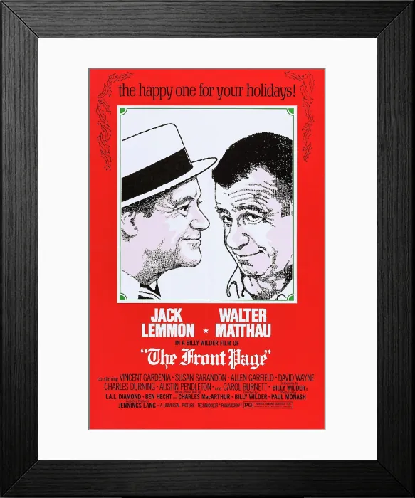 Framed Print : THE FRONT PAGE, from left: Jack Leommon, Walter Matthau, 1974