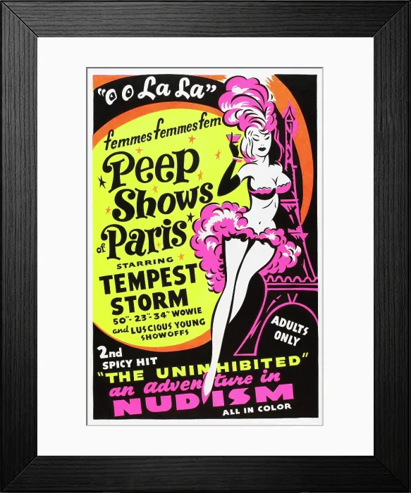 Framed Print : FRENCH PEEP SHOW, poster art, 1954 Framed Print : FRENCH PEEP SHOW, poster art, 1954