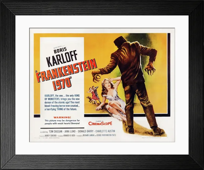 Framed Print : FRANKENSTEIN 1970, poster art on title card, 1958