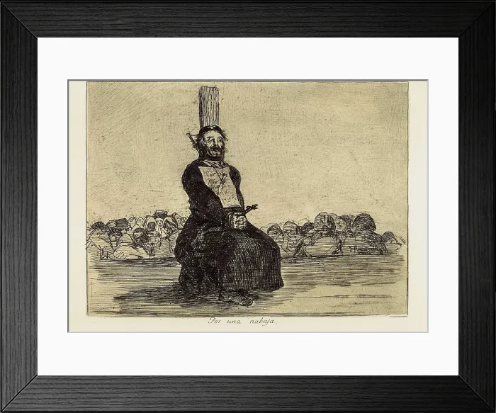 Framed Print : GOYA Y LUCIENTES, Francisco de (1746-1828). On account of a knife. 1810-1820. Plate 34 of 'The Disasters of War'. Etching. SPAIN. Madrid. National Library