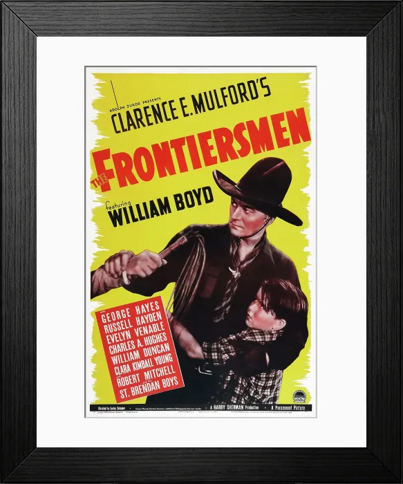 Framed Print : THE FRONTIERSMEN, poster art, left: William Boyd, 1938